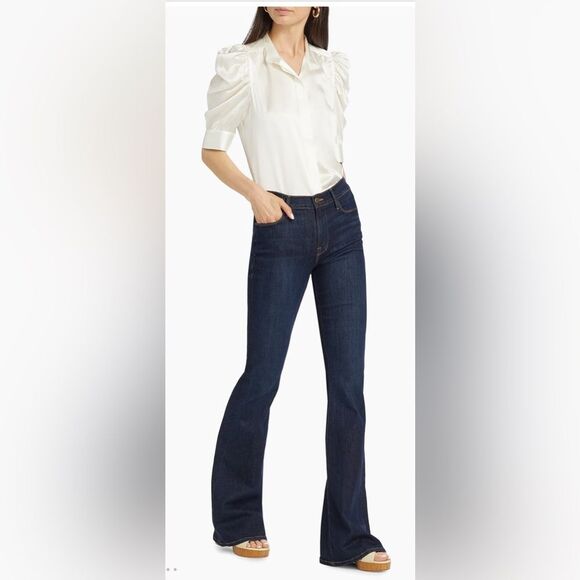 FRAME Gilian 100% Silk Puff-sleeve Top In white size small - Picture 1 of 15